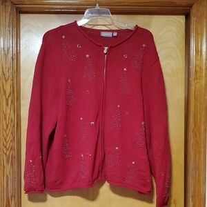 Croft & Barrow red Christmas cardigan size 2X